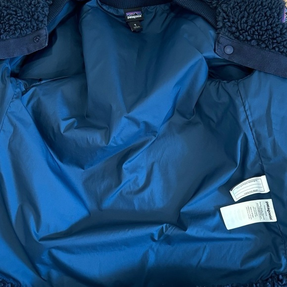 Kids Patagonia Retro X Fleece Bomber Jacket Size Medium 10 Navy Blue - Picture 3 of 6
